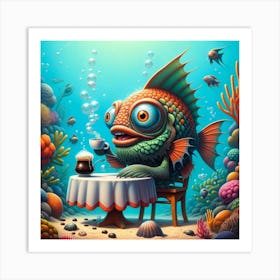 Fish At The Table 1 Art Print