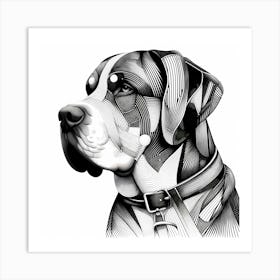 Dog Head - Abstract Line Art Illustration 195 Art Print