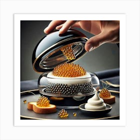 A Close Up Of Black Market Caviar, A Lavish Serv Art Print