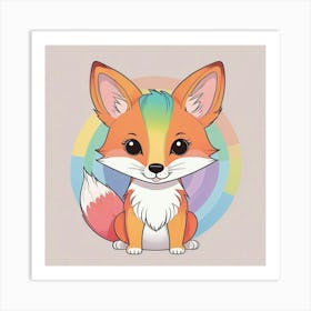 Rainbow Fox Art Print