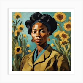 African Teacher in Van Gogh style Art Print