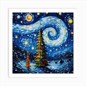 The Starry Night Christmas Version Art Print