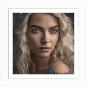 Portrait Of A Young Woman With Blue Eyes Art Print