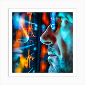 Man Looking At A Computer Screen 2 Art Print