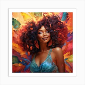 Afro Girl With Feathers Art Print