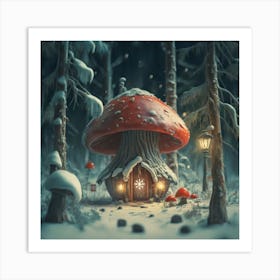 Red mushroom shaped like a hut 17 Art Print