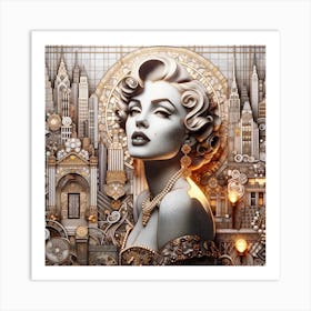 Beautiful Woman in the Style of Collage Art Print