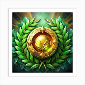 Golden Laurel Wreath With A Medal Art Print