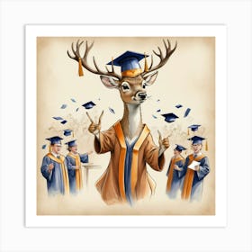 Graduation Deer 5 Art Print