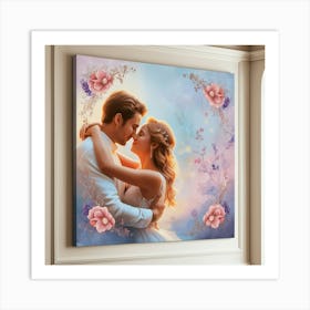 Couple Kissing On Canvas Art Print