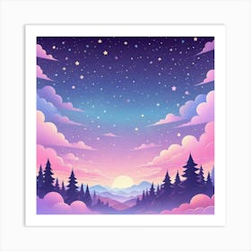 Sky With Twinkling Stars In Pastel Colors Square Composition 144 Art Print