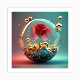 Rose In A Glass Ball Art Print