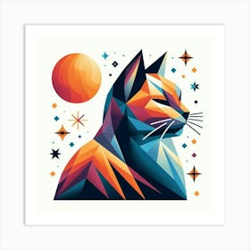 Clover Low Poly Cat 1 Art Print