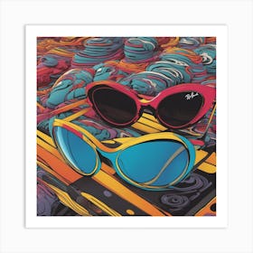 New Poster For Ray Ban Speed, In The Style Of Psychedelic Figuration, Eiko Ojala, Ian Davenport, Sci (1) Art Print