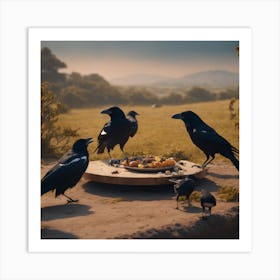 Crow lunch Art Print