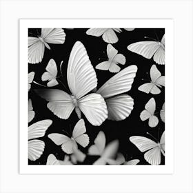 White Butterflies Art Print