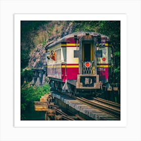The Monk On The Train Square Art Print