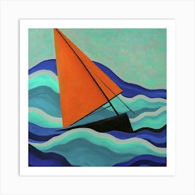 Sailboat In The Waves Art Print