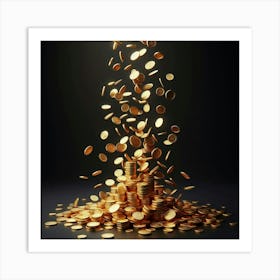 Golden Coins Falling Art Print