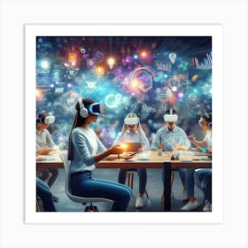 Vr Headsets And Virtual Reality Art Print