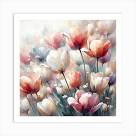 Tulips In The Garden Art Print