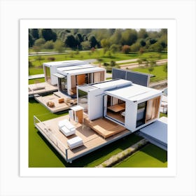 Modern House On A Green Field Art Print