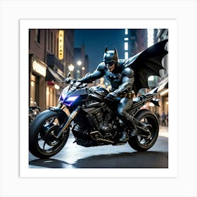 Batman On Motorcycle thbv Art Print