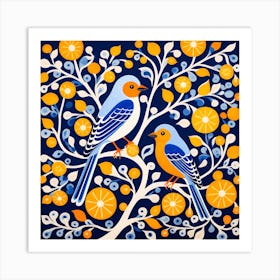 Talavera Pottery Mexico, Bird On a Branch, folk art, 115 Art Print