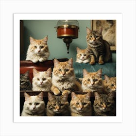 Photoreal Collection Of Cats Kitsch 6 Art Print Art Print