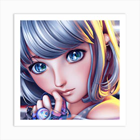 Anime Girl With Blue Eyes Art Print