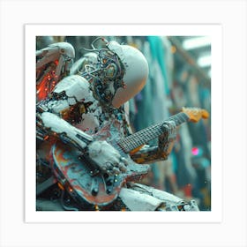 Robot Playing Guitar Art Print