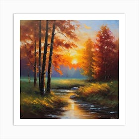 Sunset By The Stream 2 Art Print