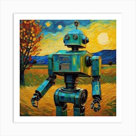 Robot By Person Art Print