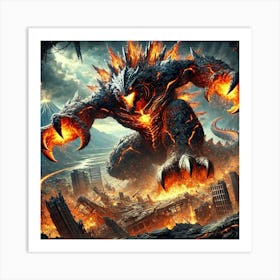 Super Kaiju Unstoppable Charge Art Print