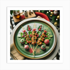 Christmas Food On Skewers Art Print