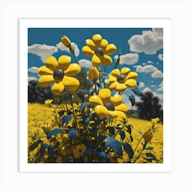 Yellow Flowers In A Field 25 Art Print