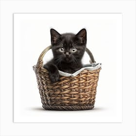 Kitty in A Basket Art Print