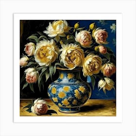 Peonies In A Vase 1 Art Print