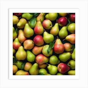 Pears On A Green Background Art Print