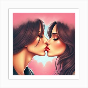 Kissing Couple Art Print