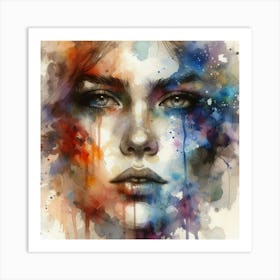 Watercolor Of A Woman'S Face 31 Art Print