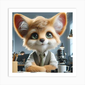 Fox In Business Suit Art Print