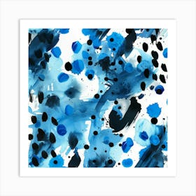 Abstract Blue And Black Abstract Painting Art Print