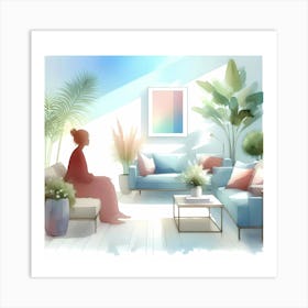 Watercolor Living Room Art Print