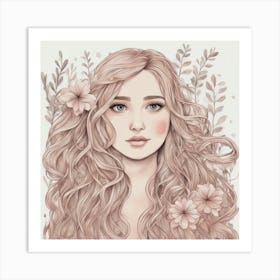 Girl With Flowers 1 Art Print