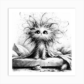 Cat With Hair 1 Art Print