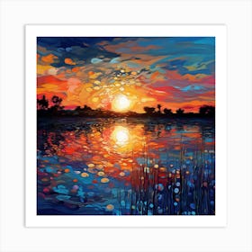 Sunset Over The Lake Art Print