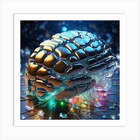 3d Rendering Of A Brain 7 Art Print