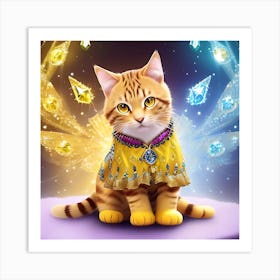 Cat With Jewels 2 Art Print