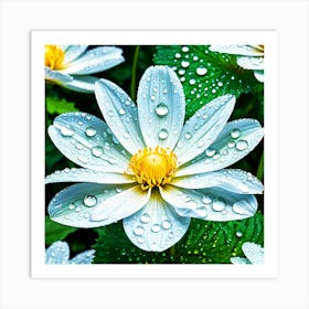 Lotus Flower With Water Droplets Art Print